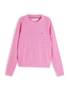 Tommy Hilfiger пуловер за деца от памук розов KG0KG08848
