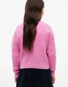 Tommy Hilfiger пуловер за деца от памук розов KG0KG08848