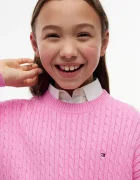 Tommy Hilfiger пуловер за деца от памук розов KG0KG08848
