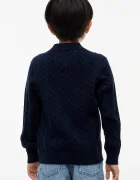 Tommy Hilfiger пуловер за деца от памук тъмносин KB0KB10624