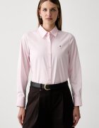 Tommy Hilfiger риза дамска от памук розова на райе WW0WW51155