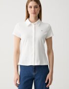 Tommy Hilfiger риза дамска от памук с еластан бяла WW0WW49922