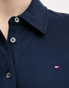 Tommy Hilfiger риза дамска от памук с еластан тъмносиня WW0WW43528