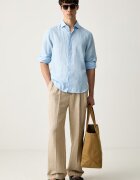 Tommy Hilfiger риза мъжка от лен синя MW0MW42696