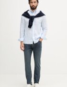 Tommy Hilfiger риза мъжка от лен синя на каре MW0MW42401