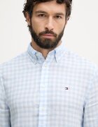 Tommy Hilfiger риза мъжка от лен синя на каре MW0MW42401