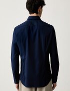 Tommy Hilfiger риза мъжка от памук с еластан тъмносиня MW0MW43749