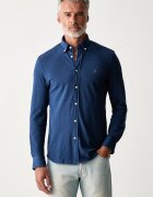 Tommy Hilfiger риза мъжка от памук тъмносиня MW0MW44336