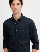 Tommy Hilfiger Риза в тъмносиньо със стандартна кройка с яка с копче MW0MW41059