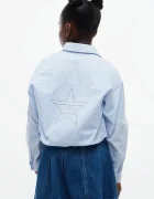 Tommy Hilfiger риза за деца от памук синя на райе KG0KG09562