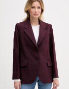 Tommy Hilfiger сако с едноредно закопчаване дамско с добавена вълна бордо WW0WW49589