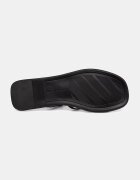 Tommy Hilfiger сандали дамски от кожа FLAT STRAPPY SANDAL LTH черни FW0FW09220