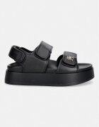 Tommy Hilfiger сандали обувки с платформа дамски от кожа LEATHER SPORTY PLATFORM SANDAL черни FW0FW09119