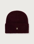 Tommy Hilfiger шапка beanie дамска от вълнена материя бордо AW0AW19104