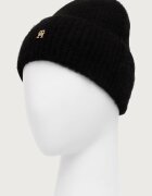 Tommy Hilfiger шапка beanie дамска от вълнена материя черна AW0AW19104
