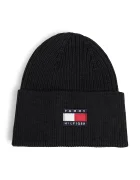 Tommy Hilfiger шапка beanie за деца от памук черна KA0KA00119