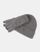 Tommy Hilfiger Шапка и ръкавици с кашмир (2 броя) в сиво AM0AM13806