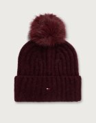 Tommy Hilfiger шапка с помпон дамска с вълна бордо AW0AW19330