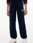 Tommy Hilfiger спортен панталон дамски с памук тъмносин със стандартна талия KG0KG09581