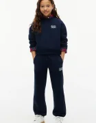 Tommy Hilfiger спортен панталон дамски с памук тъмносин със стандартна талия KG0KG09581