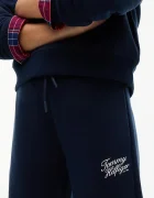 Tommy Hilfiger спортен панталон дамски с памук тъмносин със стандартна талия KG0KG09581