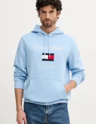 Tommy Hilfiger Суичър мъжки в синьо с качулка с апликация MW0MW42735