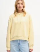 Tommy Hilfiger суичър с качулка дамски с памук жълт WW0WW47832