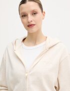Tommy Hilfiger Суичър с цип и качулка дамски с памук бежов UW0UW06093