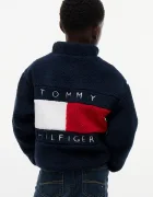 Tommy Hilfiger суичър с цип за деца от полар тъмносин KB0KB10634