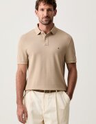Tommy Hilfiger тениска с яка мъжка от памук с еластан бежова MW0MW17770