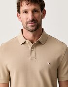 Tommy Hilfiger тениска с яка мъжка от памук с еластан бежова MW0MW17770