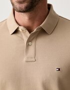 Tommy Hilfiger тениска с яка мъжка от памук с еластан бежова MW0MW17770