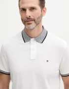 Tommy Hilfiger тениска с яка мъжка с добавен лен бяла MW0MW33140