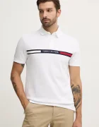Tommy Hilfiger Тениска с яка в бяло с апликация MW0MW38130