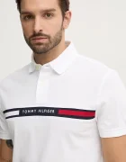 Tommy Hilfiger Тениска с яка в бяло с апликация MW0MW38130