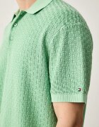 Tommy Hilfiger тениска тип пулове с яка мъжка от памук зелена MW0MW43246