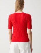 Tommy Hilfiger тениска тип пуловер дамска от памук червена WW0WW50103