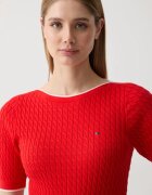 Tommy Hilfiger тениска тип пуловер дамска от памук червена WW0WW50103