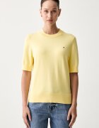 Tommy Hilfiger тениска тип пуловер дамска с памук жълта WW0WW49705