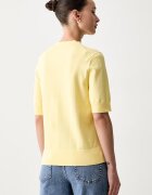 Tommy Hilfiger тениска тип пуловер дамска с памук жълта WW0WW49705