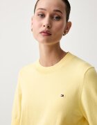 Tommy Hilfiger тениска тип пуловер дамска с памук жълта WW0WW49705