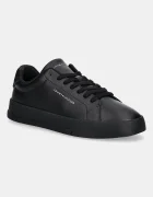 Tommy Hilfiger TH COURT LTH DETAIL ESS маратонки мъжки от кожа черни FM0FM05367