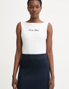 Tommy Hilfiger топ дамски от памук с еластан бял WW0WW50947