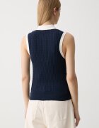 Tommy Hilfiger топ тип пуловер дамски от памук тъмносин WW0WW50102