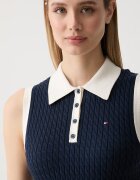 Tommy Hilfiger топ тип пуловер дамски от памук тъмносин WW0WW50102