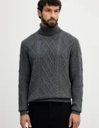 Tommy Hilfiger Вълнен пуловер мъжки в сиво с поло MW0MW40914