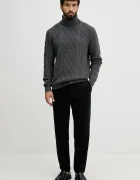 Tommy Hilfiger Вълнен пуловер мъжки в сиво с поло MW0MW40914