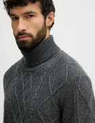 Tommy Hilfiger Вълнен пуловер мъжки в сиво с поло MW0MW40914