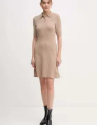 Tommy Hilfiger Вълнена рокля в бежово къса разкроена WW0WW46436
