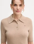 Tommy Hilfiger Вълнена рокля в бежово къса разкроена WW0WW46436